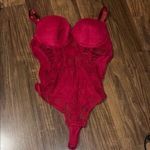 Elegant Red Lace Bodysuit